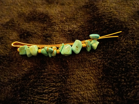 Jewelry: Turquoise Wire Wrapped Hair Clip